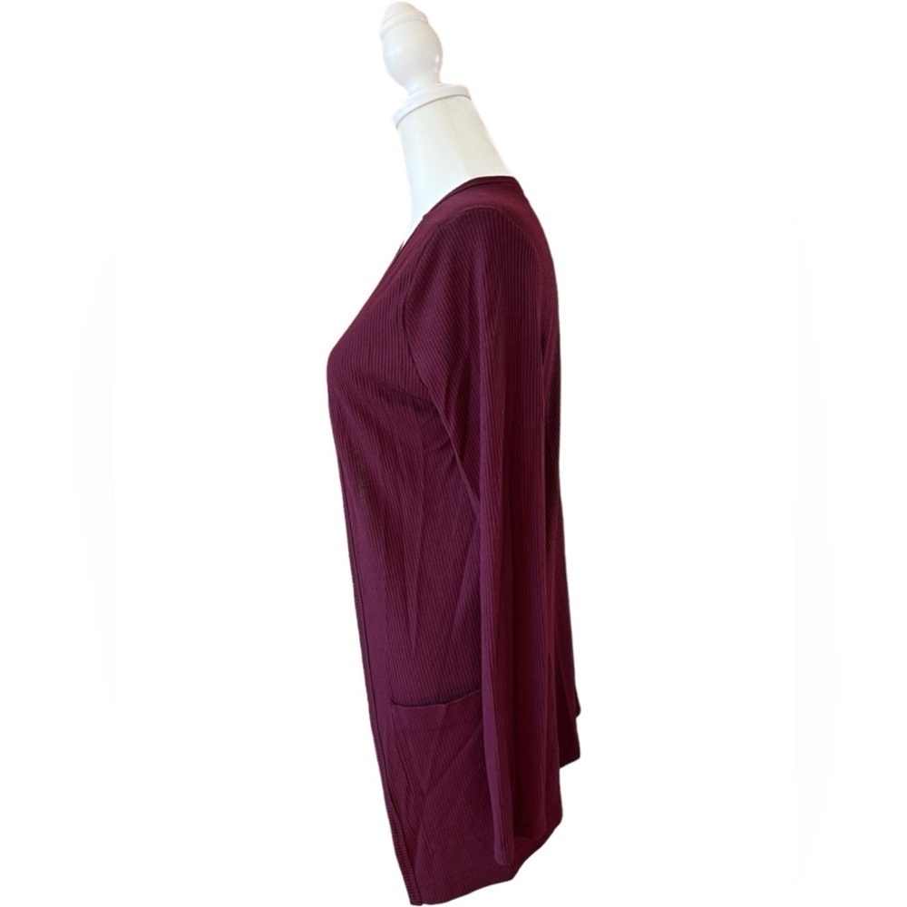 Aeropostale Burgundy Ribbed Cardigan Open Front Medium - Picture 2 of 5